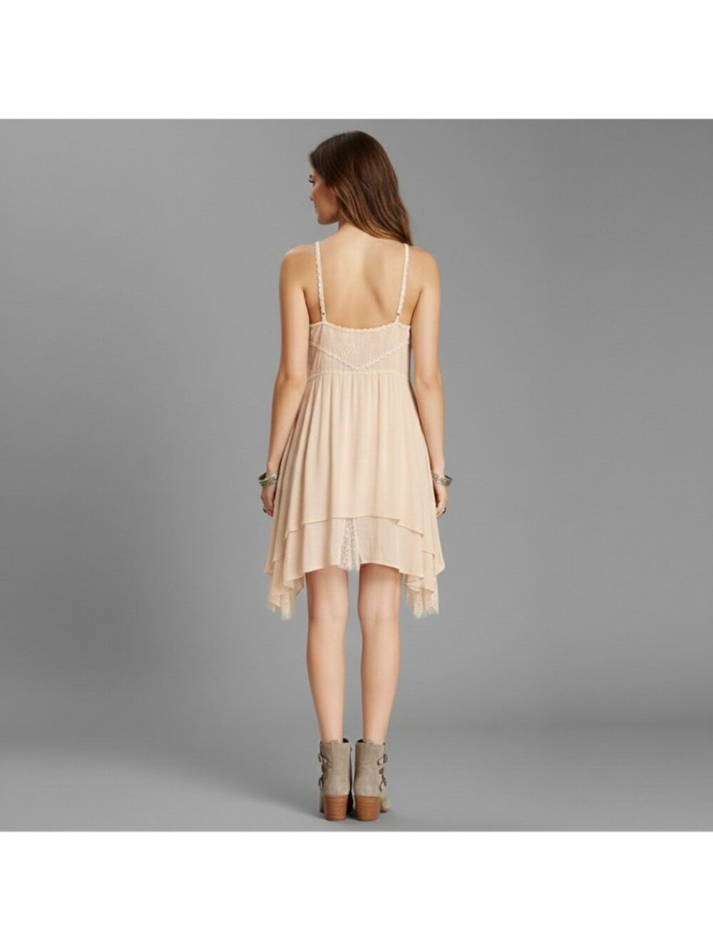 RARE Free People Pieced Together Mini Slip Dress L | Boho Grunge Fairycore Indie - Picture 8 of 17